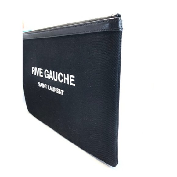 SAINT LAURENT Rive Gauche Black Canvas Clutch - Picture 7 of 12